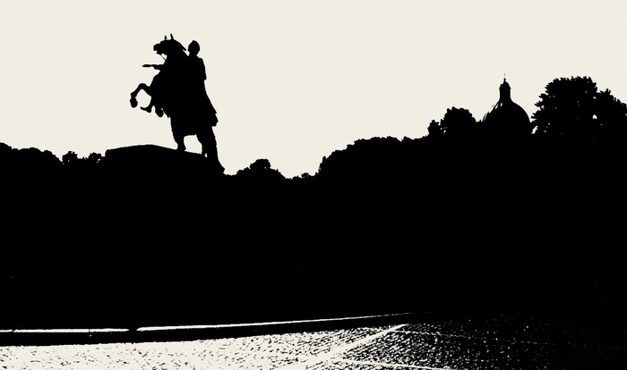 Rider - My, Bronze Horseman, Saint Petersburg, The photo, Black and white photo, Photoshop