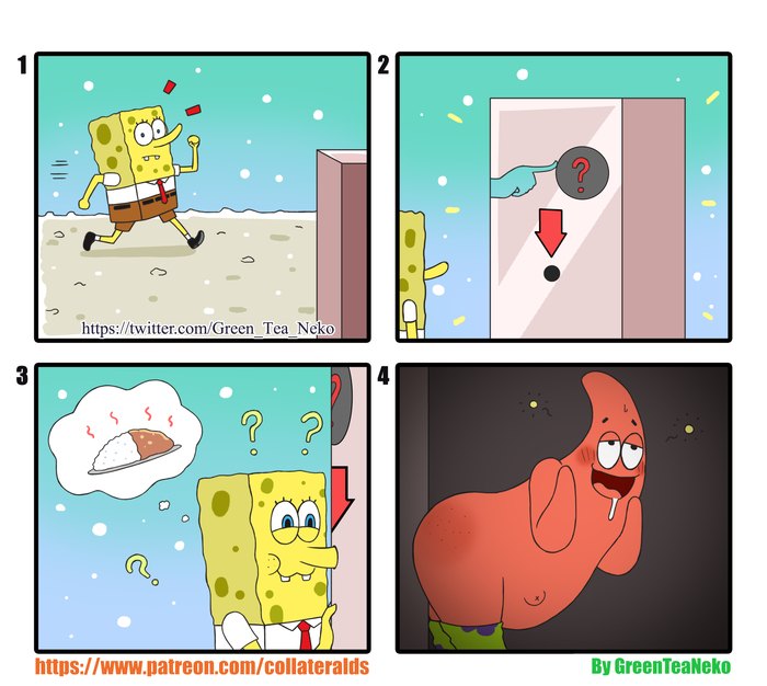 Guess what's inside! - NSFW, Greenteaneko, SpongeBob, Comics, 4koma