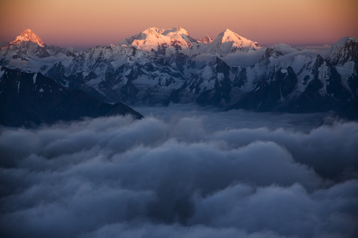 Above the clouds - My, Caucasus, The mountains, Sunset, The photo