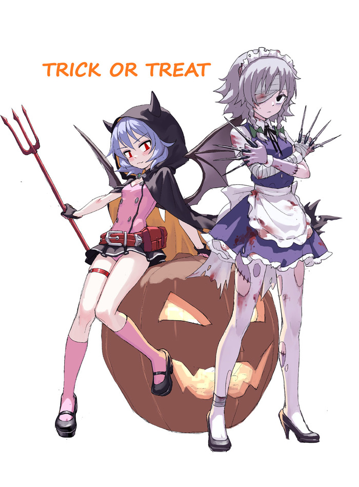 Trick or Treat? Izayoi Sakuya, Remilia Scarlet, Touhou, Anime Art, , ,  