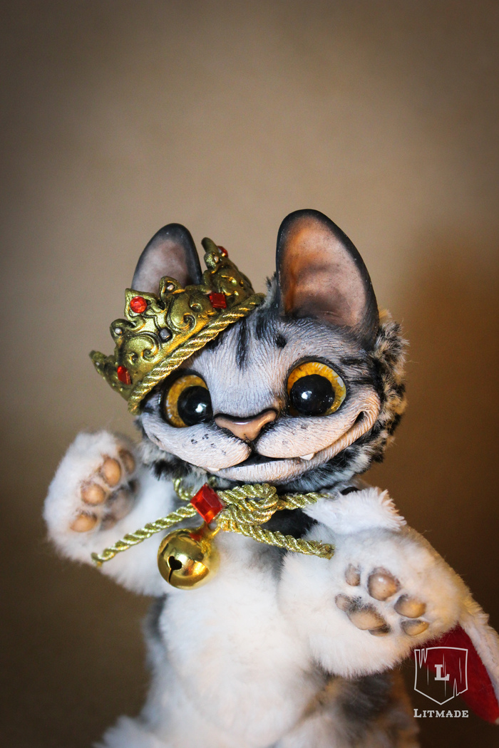 Royal cat. Now there is no doubt who is in charge in the house. ^.^ - My, cat, King, Toys, Handmade, Polymer clay, Litmade, Longpost