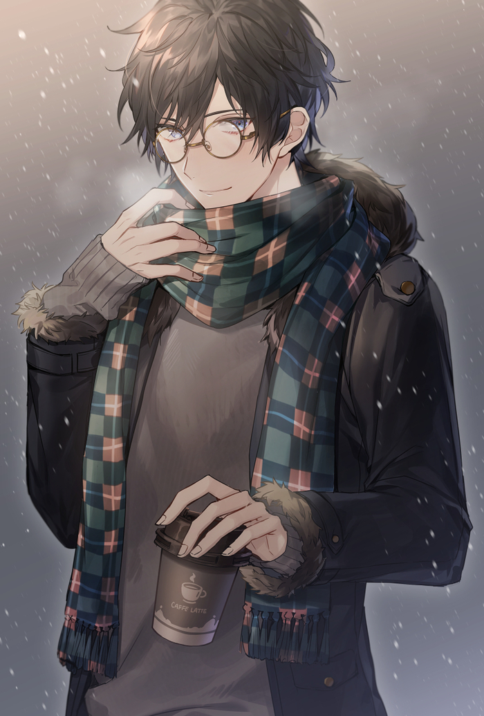 Snow and coffee - Anime art, Anime original, Megane