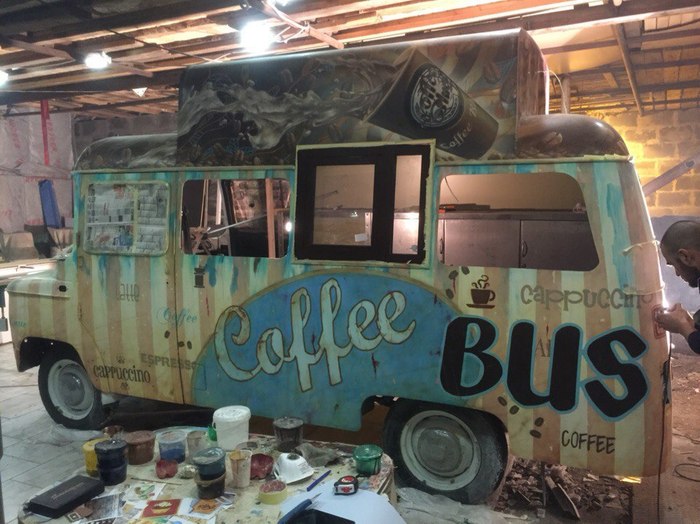 Airbrush CoffeeBus - My, Airbrushing, , Artist, Longpost