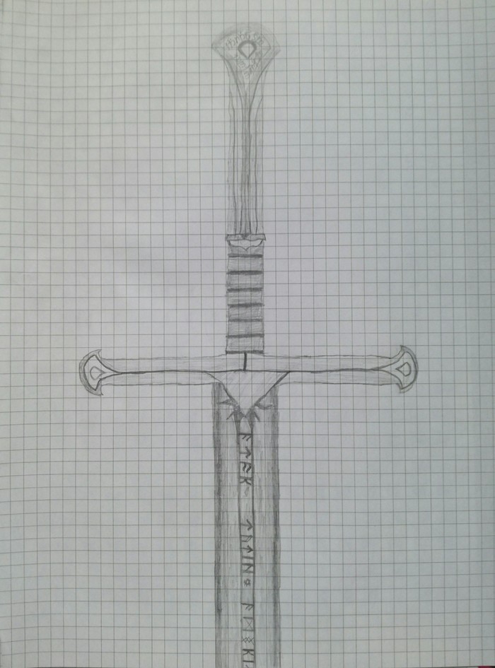 Pair of drawings of weapons from the Lord of the Rings - Lord of the Rings, My, Pencil drawing, Weapon