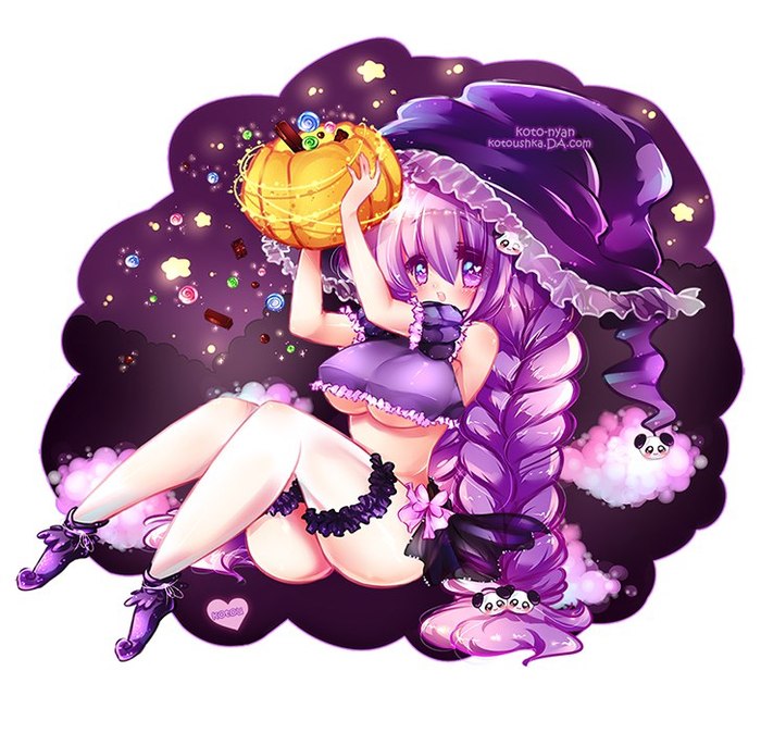 Sweet Halloween - NSFW, My, Anime art, Kotoushka, Anime, Anime original