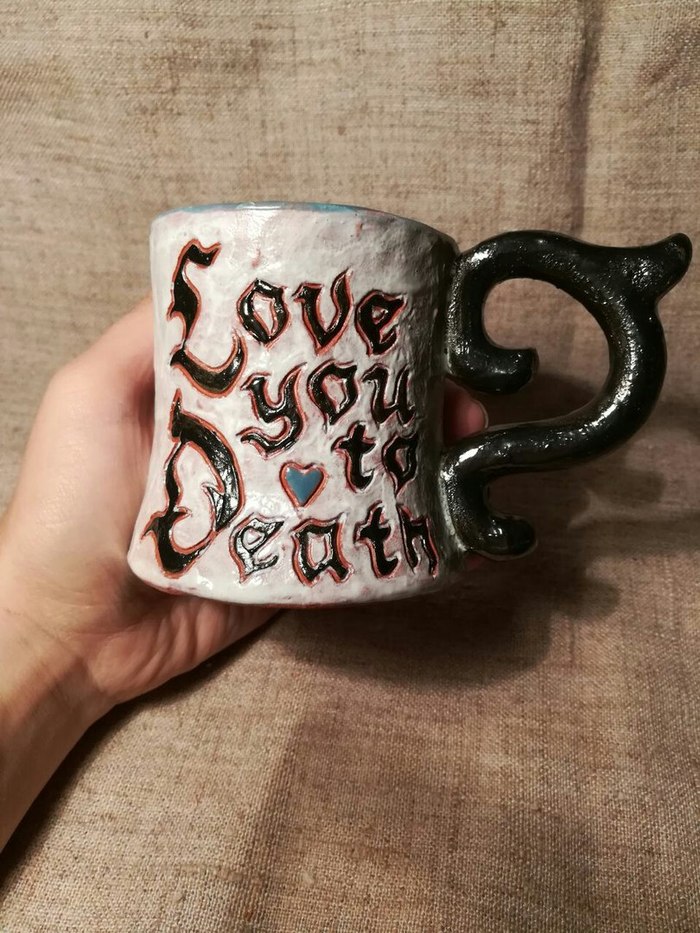 Mug Love you to Death (Type O Negative) - My, Type o Negative, Doom, Metal, Gothic, Кружки, Ceramics, Handmade, Fan art, Longpost