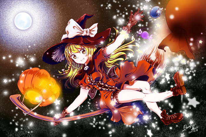 Happy Halloween! , Anime Art, Touhou, Kirisame Marisa, 