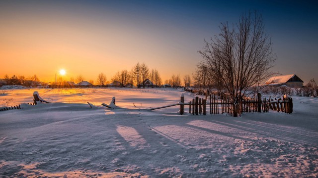 эстетика утра в деревне зимой