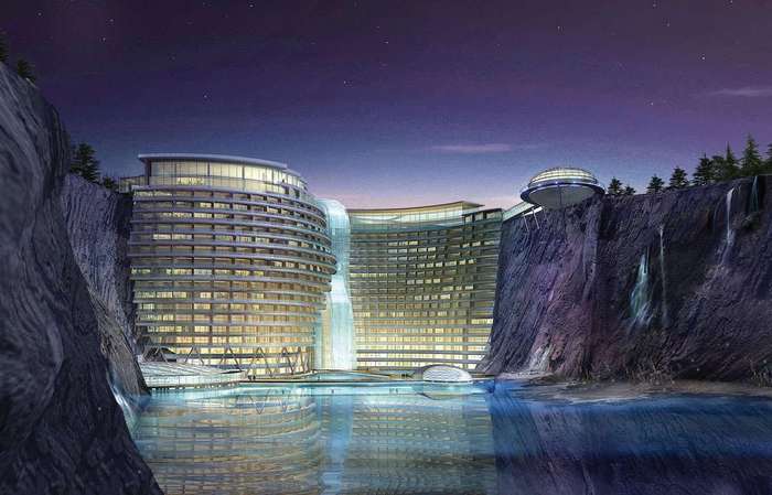 В Китае строят роскошный отель в заброшенном карьере Китай, Строительство, Отель, Карьер, Длиннопост