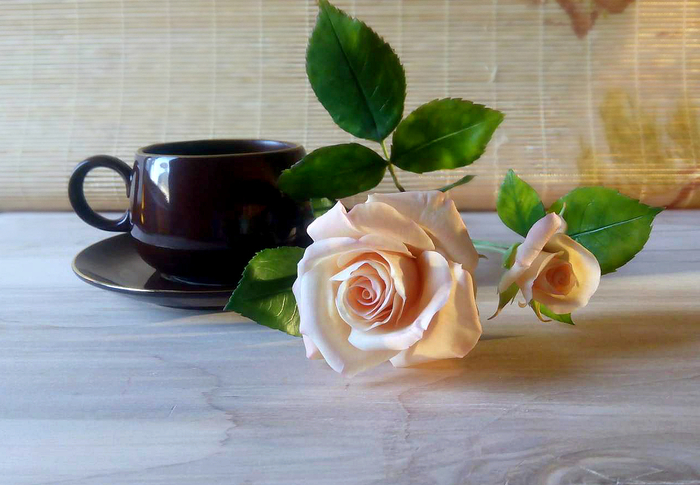 Creamy handmade rose - My, , Polymer clay, , Needlework without process, Cold porcelain, Needlework, Longpost