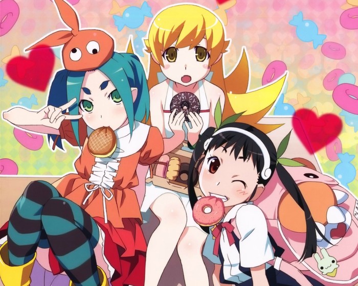 Monogatari Lolis - Аниме, Monogatari series, Shinobu Oshino, Yotsugi Ononoki, Hachikuji Mayoi, Anime Art