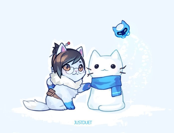 Overcats - Blizzard, Overwatch, Tracer, Widowmaker, Pharah, Mercy, Art, cat, Longpost