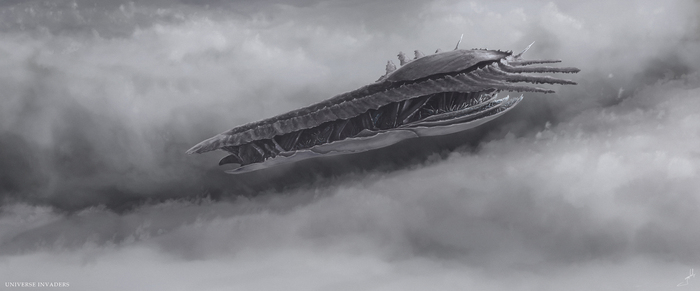 Digital Painting of the Spacecraft Ancient - My, Digital drawing, Spaceship, Speed ??painting, Illustrations, Video, Art, Science fiction, Drawing