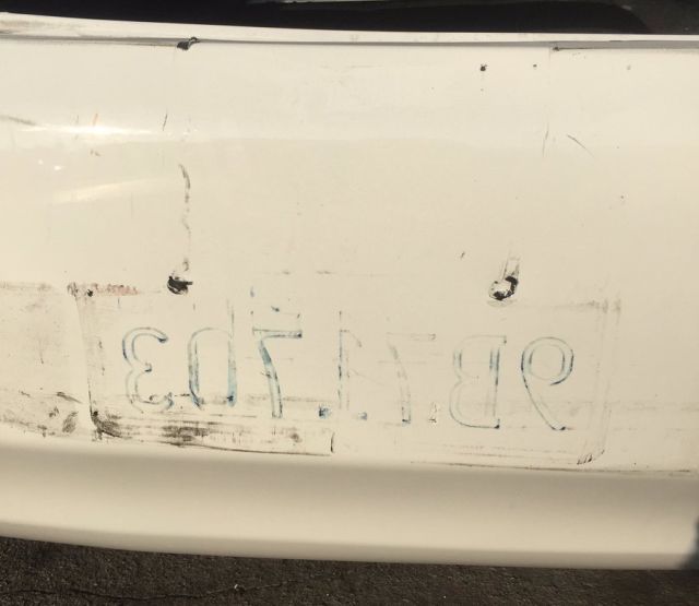 Some moron drove into my car and quickly disappeared, like it's not him. Except the number of his car was randomly stamped on mine. - Karma, Imprint, Car, Crash, The photo