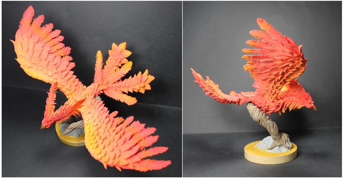firebirds - My, Needlework without process, Polymer clay, Velvet plastic, Birds, Phoenix, Fire, Longpost, With your own hands