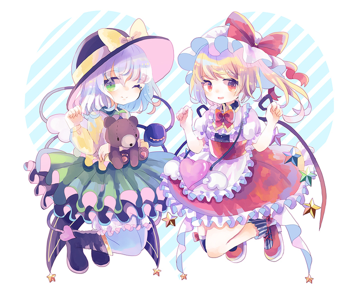 Flandre & Koishi - Touhou, Komeiji Koishi, Flandre Scarlet, Тохо, Anime Art, Аниме, Не аниме