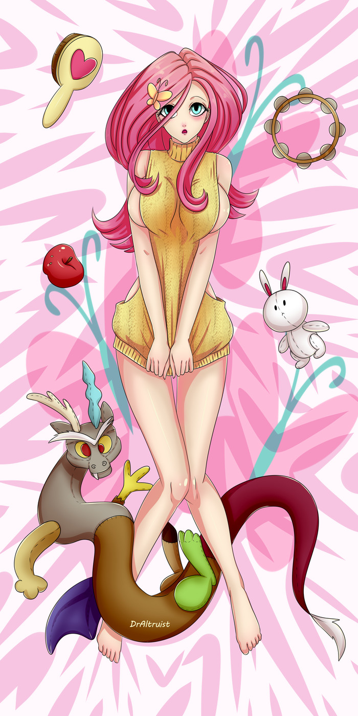 Fluttershy Humanization - Хуманизация, MLP Suggestive, NSFW, My Little Pony, Fluttershy, Арт