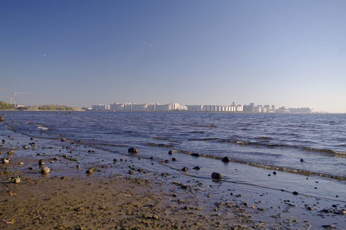 Bay to the WHSD and the stadium. - My, The Gulf of Finland, 300th Anniversary Park, Saint Petersburg, The photo, Zsd, Gazprom arena, Peterland, Longpost