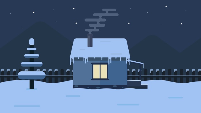 Winter house - My, Winter, Snow, Painting, Adobe illustrator, House