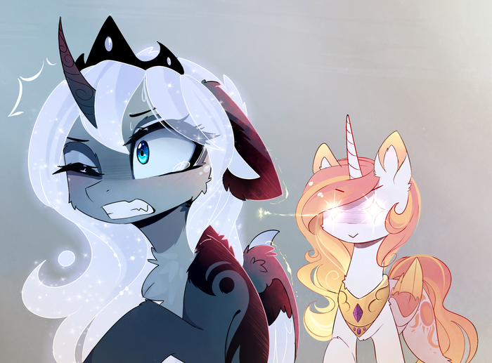 Celestia's stare My Little Pony, Ponyart, Princess Celestia, Princess Luna, Magnaluna