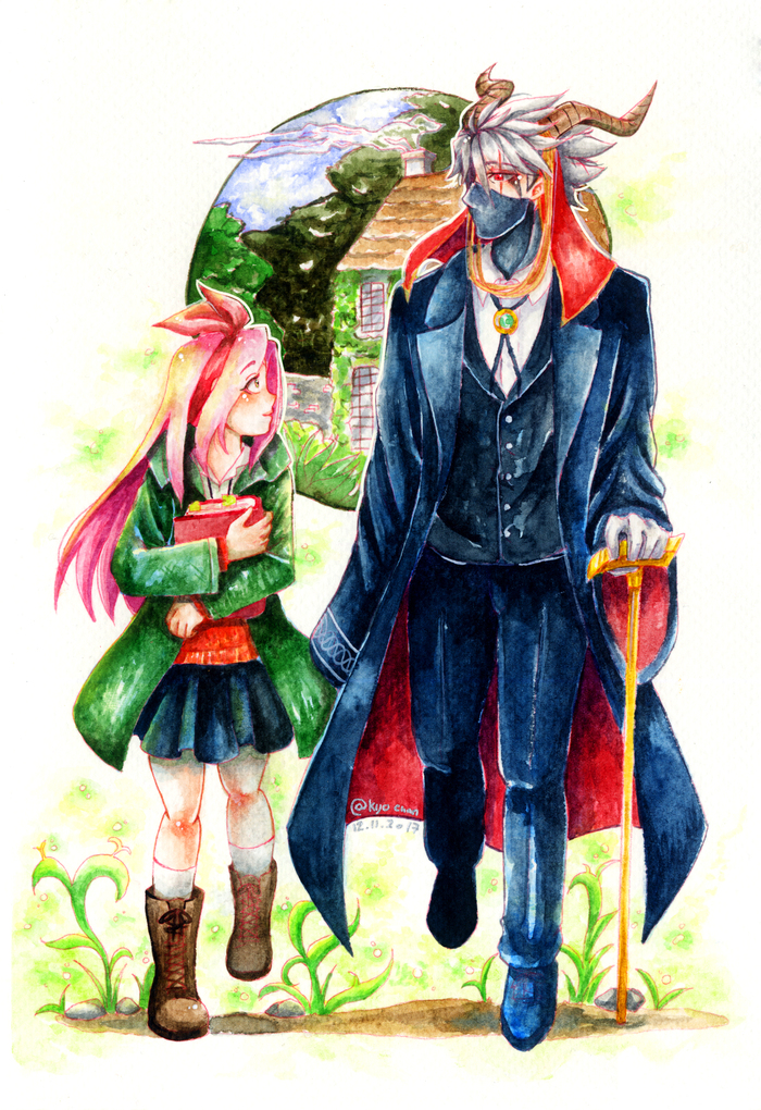 Кавер на аниме Mahou Tsukai no Yome - Anime Art, Mahoutsukai no Yome, Sakura Haruno, Kakashi Hatake