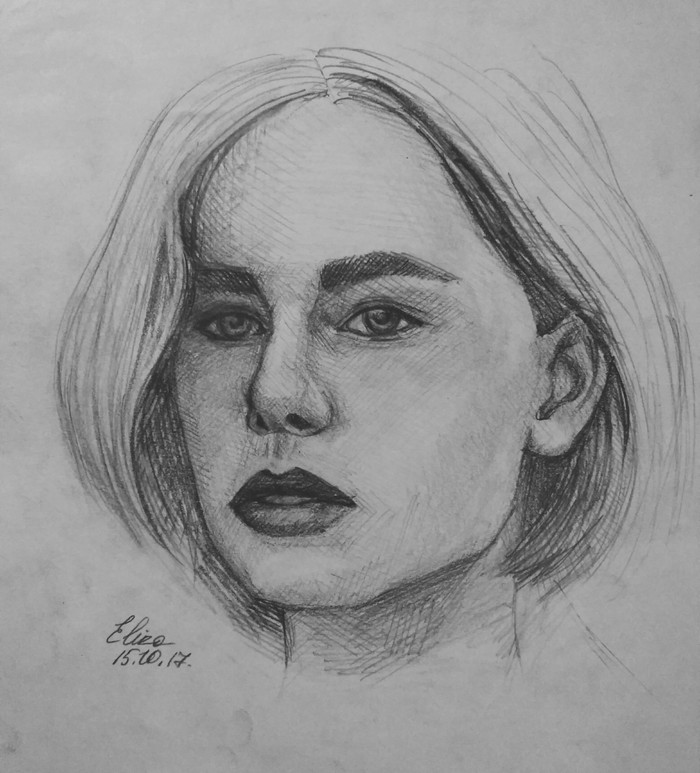 Girl with a simple pencil - My, Art, Drawing