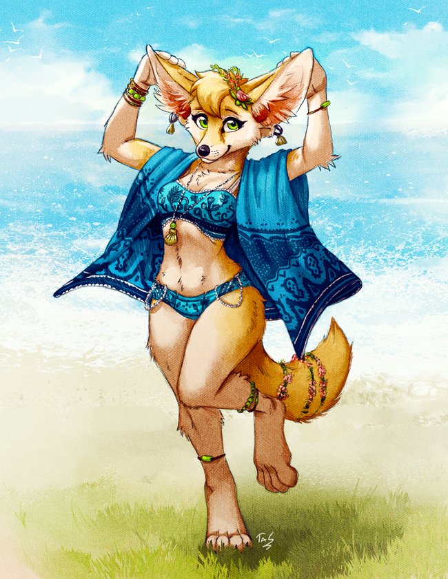 On the beach - Furry, Anthro, Art, Tasanko