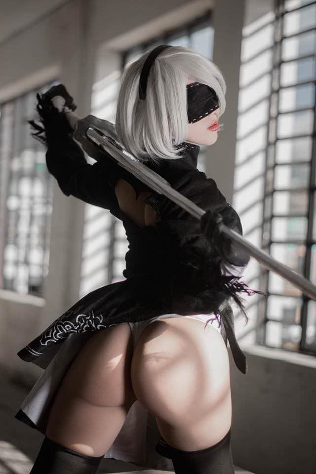 YoRHa No.2 Type B - NSFW, Попа, Косплей, Клубничка, Yorha unit No 2 type B, NIER Automata, Длиннопост