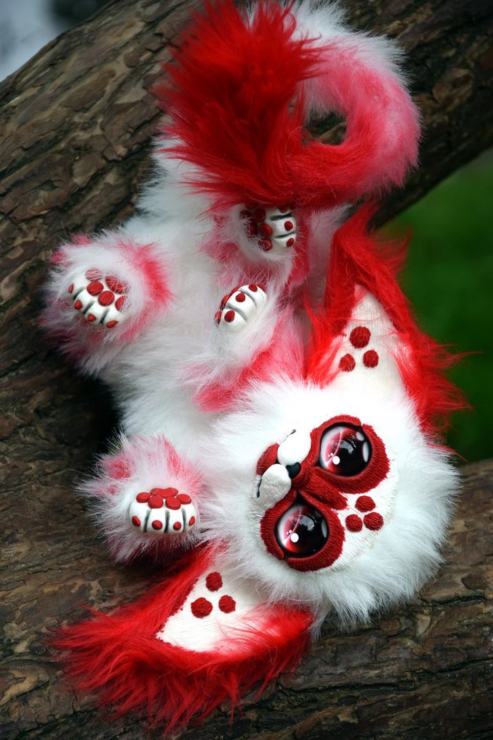 red alien - My, Handmade, Needlework without process, Polymer clay, Adelkawalka, Handmade, Artificial fur, Longpost