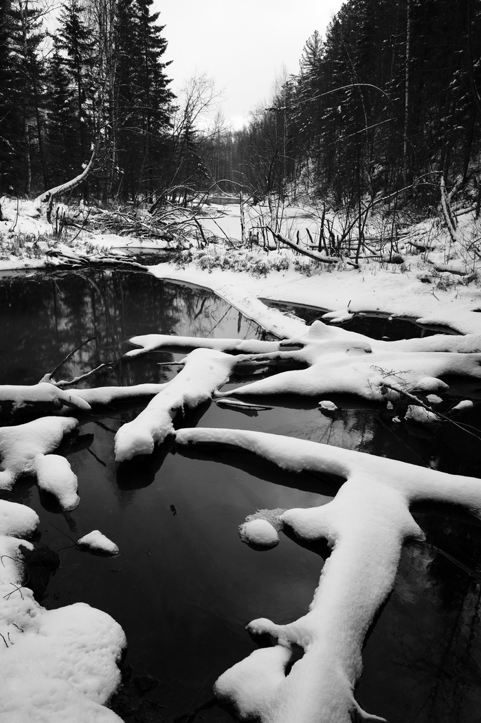 River Taltia - My, River, , , Ivdel, Ural, Black and white photo, The photo