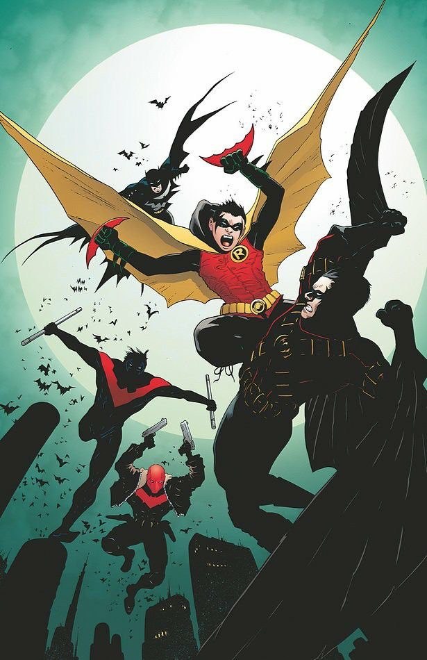 A little Bat-family for you - Dc comics, Comics, Art, Batman, Family, Nightwing, Red cap