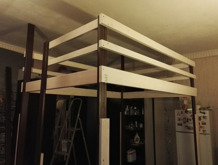 Loft bed, from idea to implementation)) Part 2. - My, Longpost, Repair, With your own hands, Bed, Attic, Building