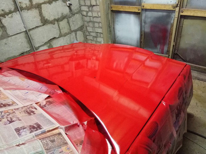 Painted the hood - Rukozhop, Auto, My, Longpost, Garage