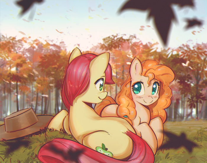 Bright Mac and Pear Butter by mirroredsea - My Little Pony, Bright Mac, Pear Butter, Mirroredsea