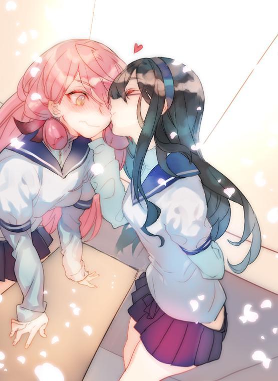 Kiss - Kantai Collection, Akashi, Ooyodo, Аниме, Anime Art, Yuri