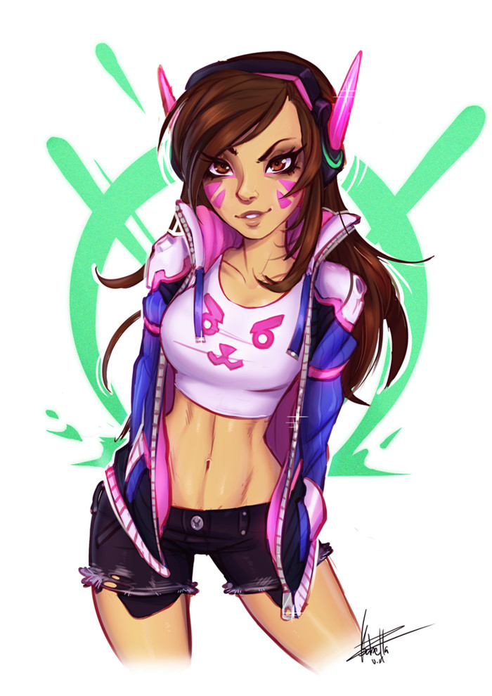 Пикантный арт D.VA (Overwatch) аниме тема раскрыта