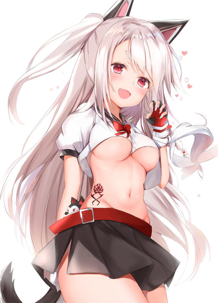 Anime art - Anime Art, Аниме, Azur Lane, Yuudachi, Animal Ears, Underboob