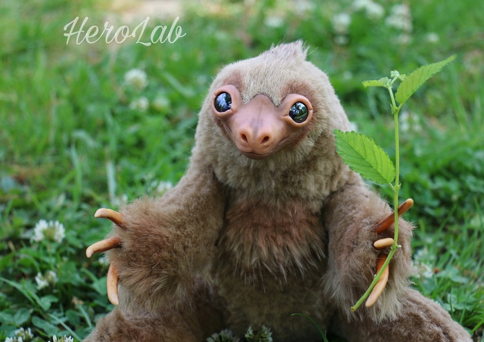 Dragon Sloth Woody - My, Handmade, My, Author's toy, Sloth, Mixed media, Longpost, Handmade