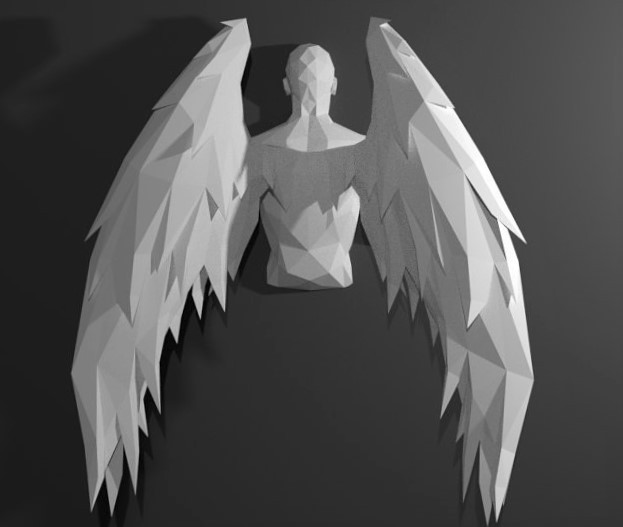 Новая работа полигонального ангела. - Моё, Ангел, Low poly, Pepercraft, Pepercraft angel, 3D ангел, Papercraft