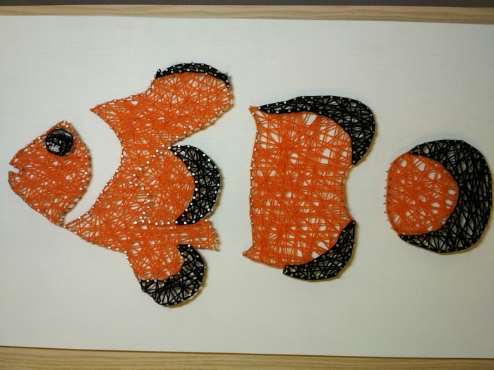 String art fish - String Art, My, Needlework without process, Thread, Nails, Clownfish