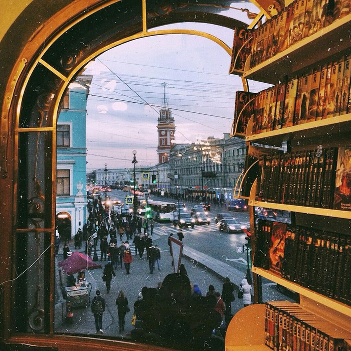 View of Nevsky Prospekt from the window of the fabulous House of the Book - Saint Petersburg, House of Books, Good morning