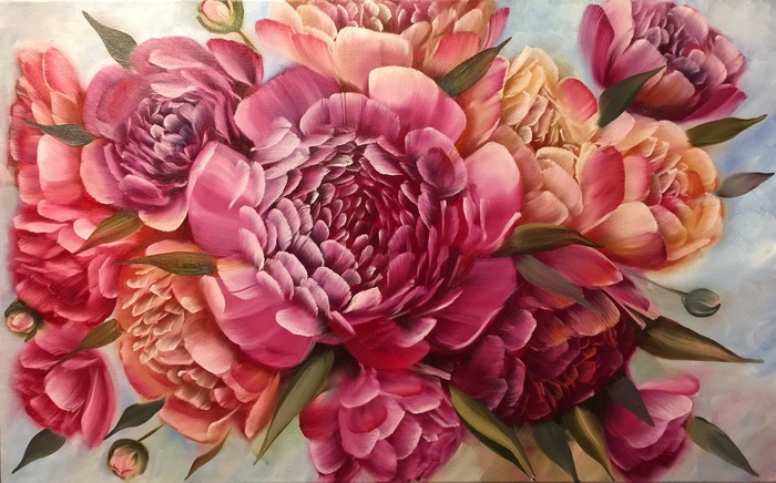 Oil painting Bouquet of peonies. Stages, material - My, Oil painting, Artist, Painting, Peonies, Saint Petersburg, Flowers, Art, Painting, Longpost