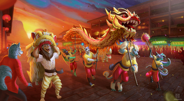 chinese festival - Furry, Art, The Dragon, Landscape, Holidays, Amarian