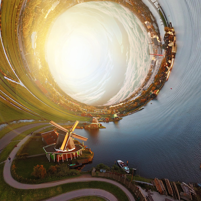 Четвертое измерение. Фотография, Перспектива, Четвертое измерение, Залив, Пейзаж, Небо, Photoshop, Ветряная мельница, Фотоманипуляции