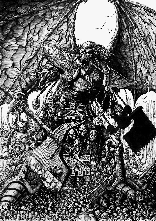 -  Warhammer 40k, Chaos Daemons, Daemon Prince, Angron, Wh Art