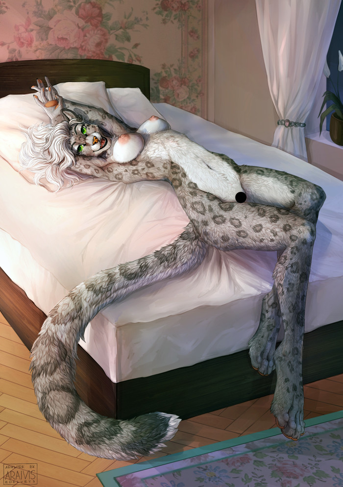 bed scene - NSFW, Furry, Anthro, Art, Furotica, Araivis-Edelveys, Snow Leopard