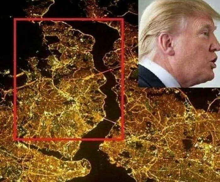 Trump's face on a map of Istanbul - Humor, Donald Trump, Istanbul, World map, Turkey