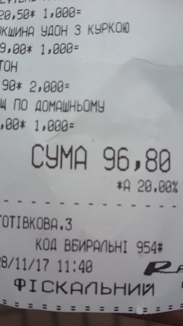 In one of the cafes in Kyiv - Absurd, Receipt, Cafe