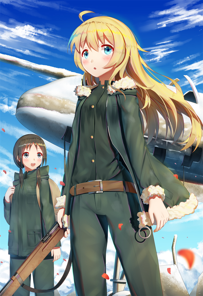 Shoujo Shuumatsu Ryokou - Shoujo shuumatsu ryokou, Yuuri, Chito, Аниме, Anime Art, Girls Last Tour, Длиннопост