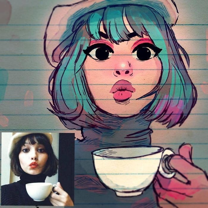 Illustrator Turns Strangers Into Cartoon Characters And The Result Is Pretty Cute - Art, Images, Interesting, It Was-It Was, A selection, Modern Art, Girls, Milota, Longpost